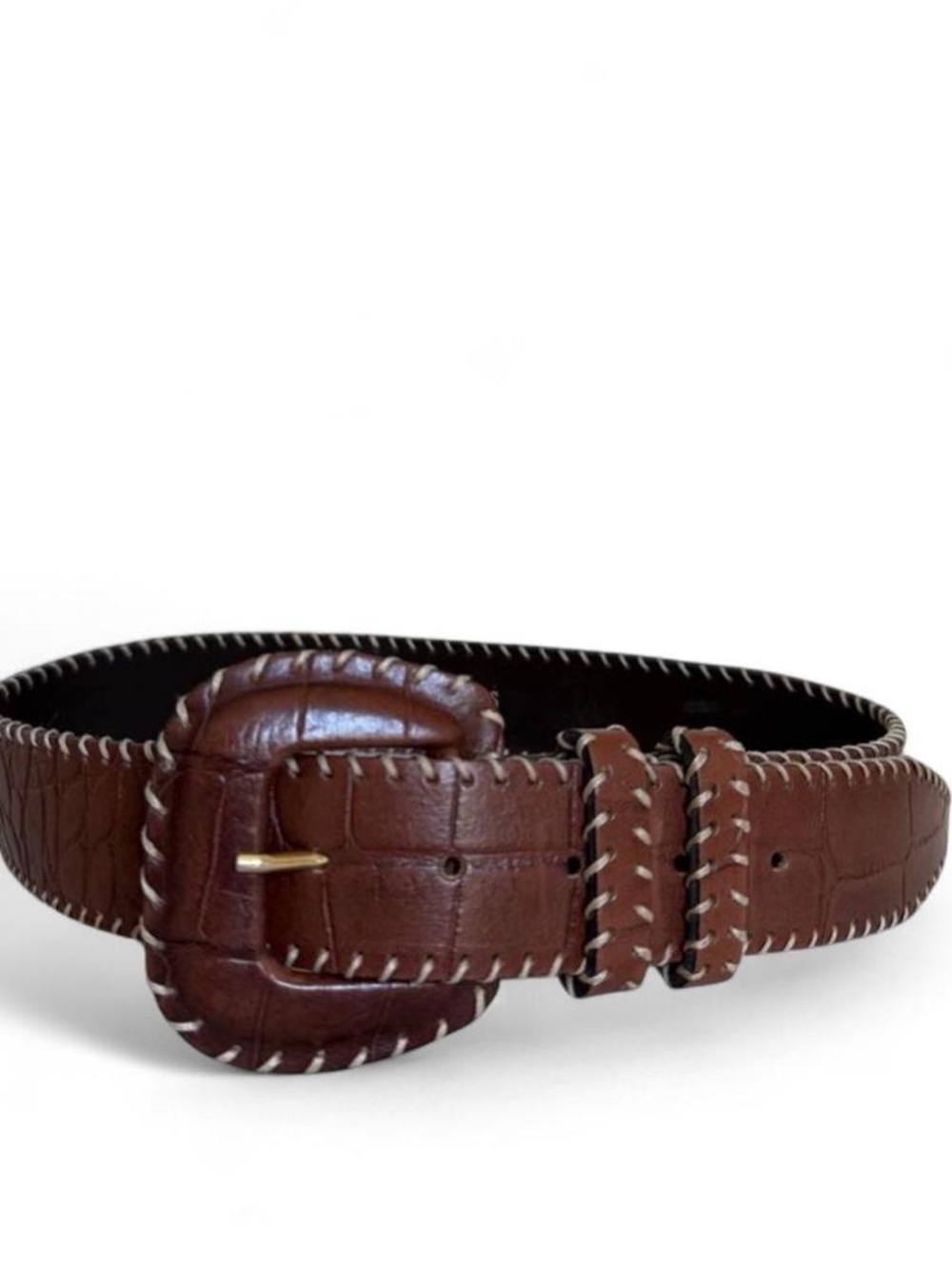 The Limited Brown Leather Stitched Belt